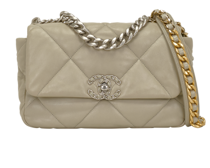 Medium 19, &pound;3,800, Handbags, Grey, Lambskin Leather, Front view